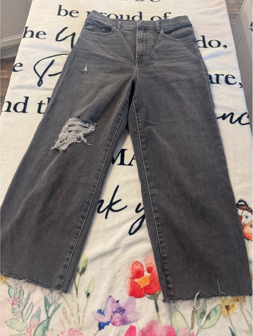 Express Black Cropped High-Waisted Wide-Leg Jeans, Size 10